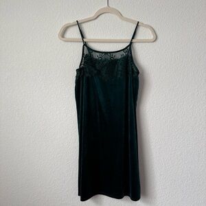 Velvet Green Lace Slip Dress